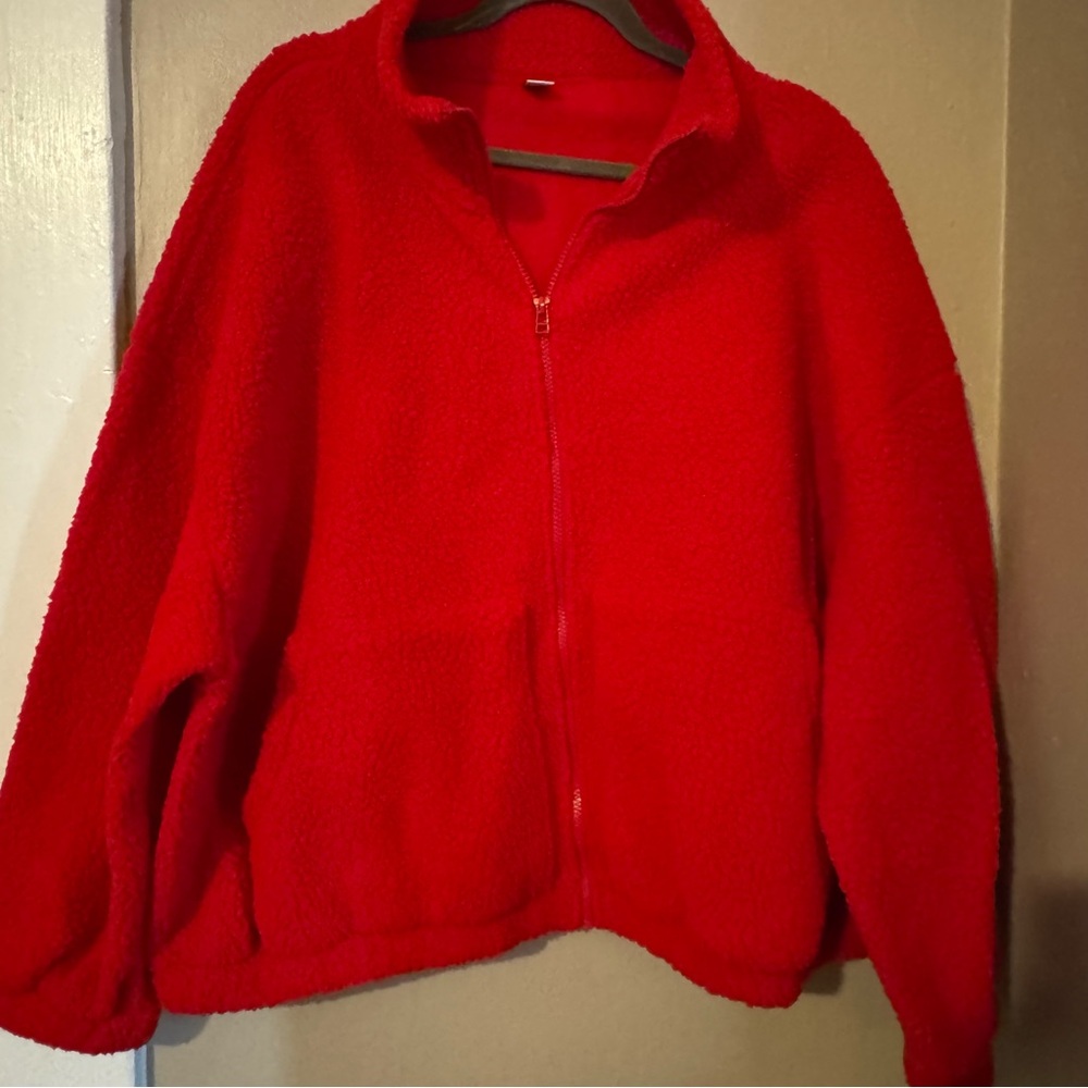 Old Navy Red Fleece Zip-Up Jacket
